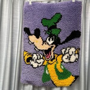 Vintage Goofy Latch Hook Rug or Wall Hanging Handmade 29"
